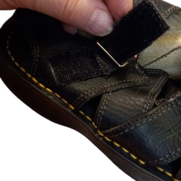 Dr. Martens Sz 13 Black Leather Childrens Sandals Open-Toe Made In England - Picture 12 of 14